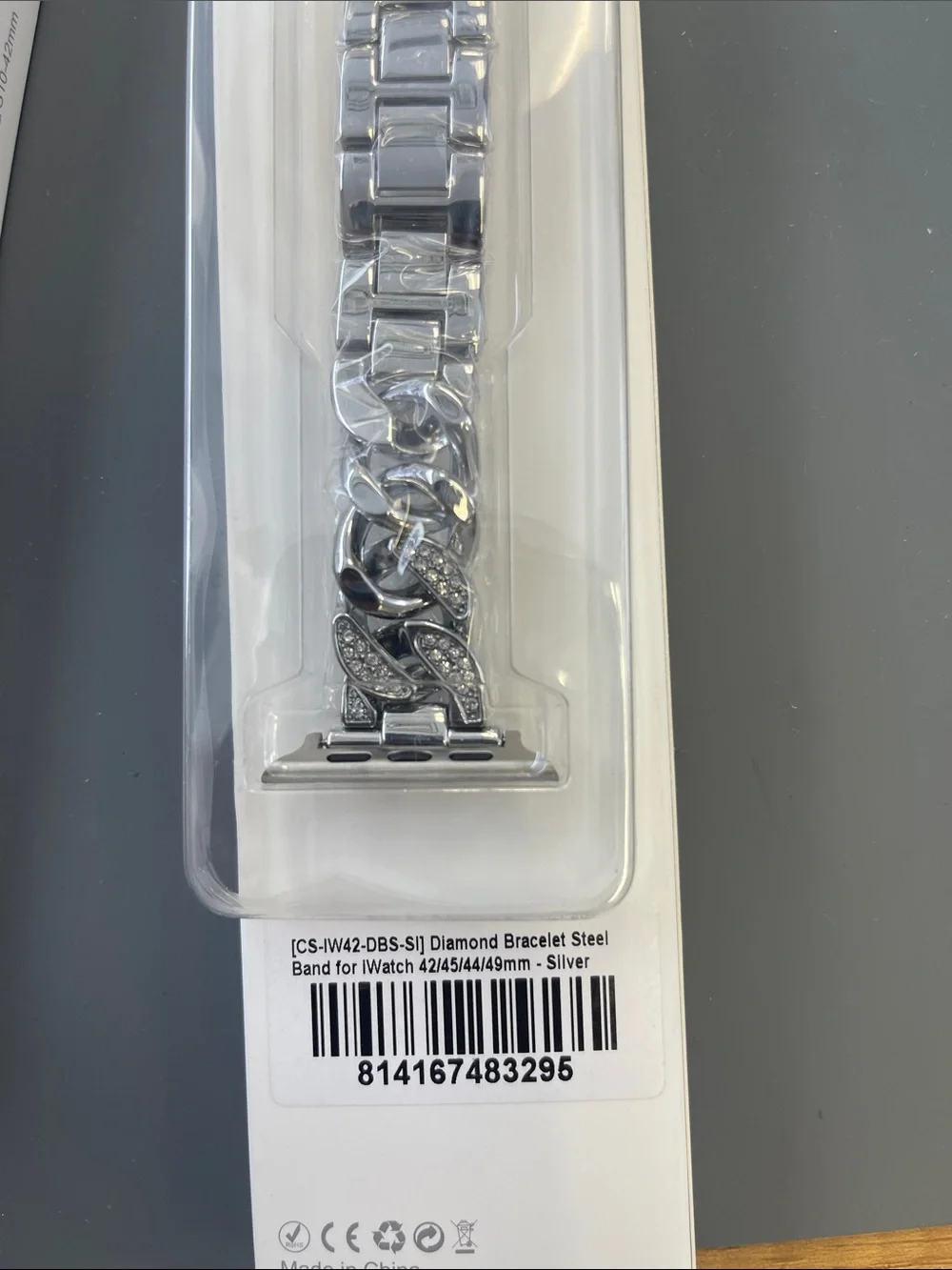 Silver Rhinestone Chain Link Watch Band for 49mm Apple Watch